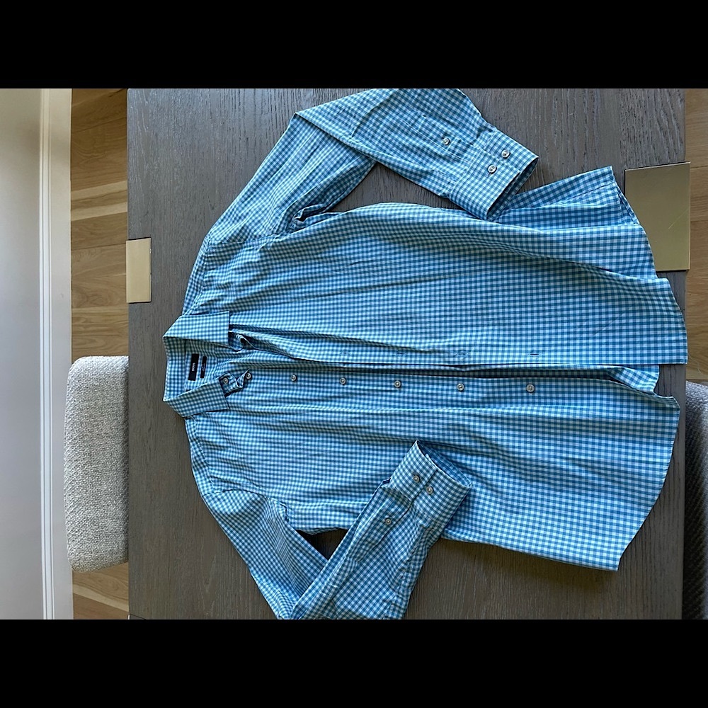 Blue/green/teal Hugo Boss button down dress shirt